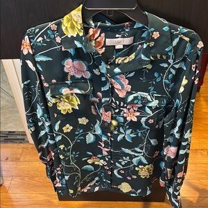 LOFT Dark Floral Button-Up Shirt